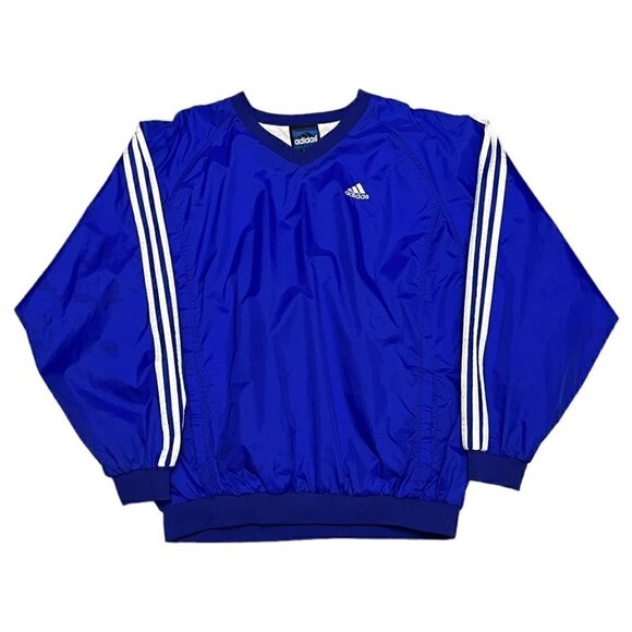 Vintage Y2K ADIDAS 3-Stripes Windbreaker Bomber Lightweight Soccer Jacket - L - Picture 1 of 6